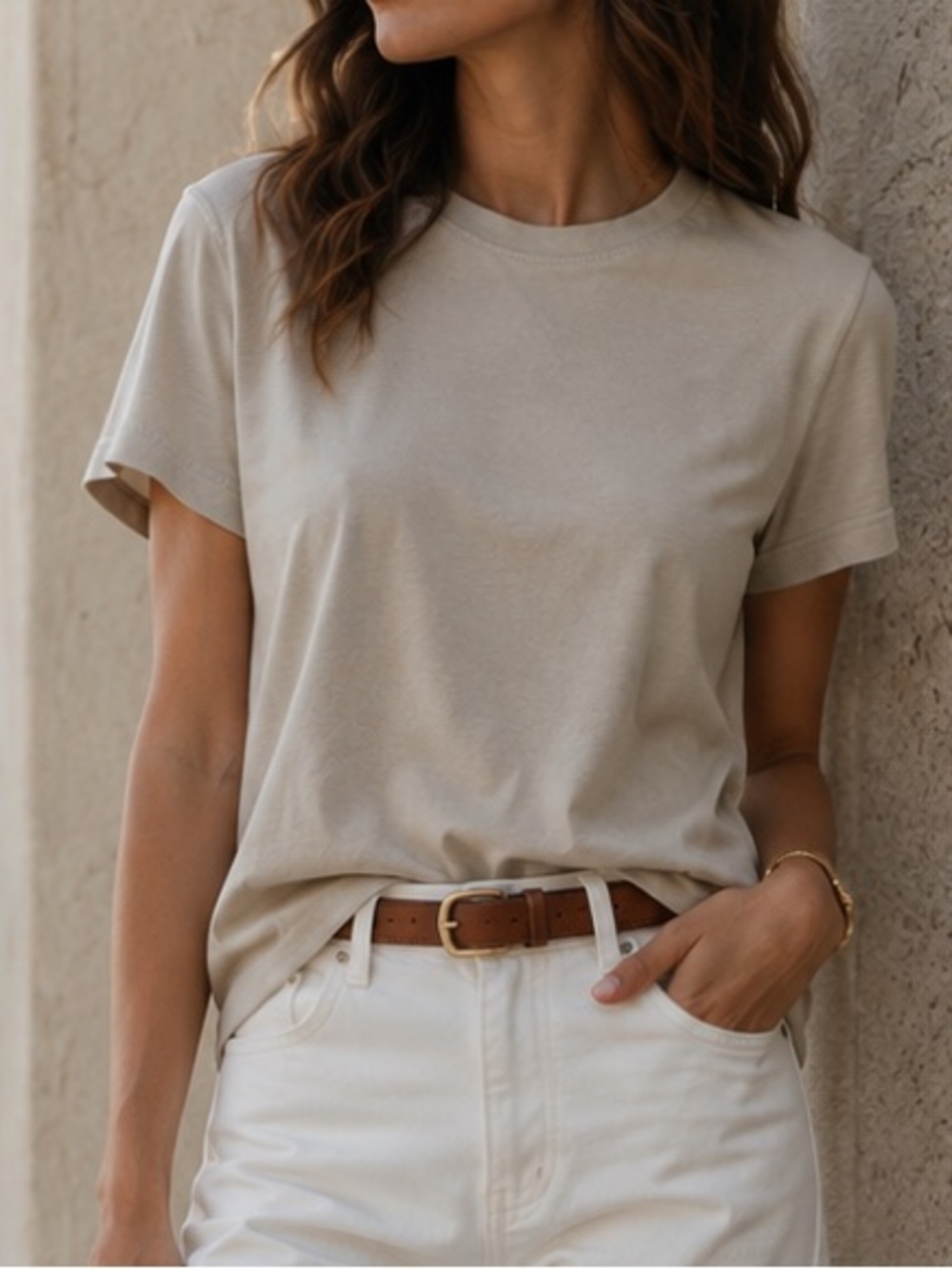 CHRISTIAN LACROIX 100% Pima Cotton Luxury Crew Neck Tee Shirt | Light Gray | S